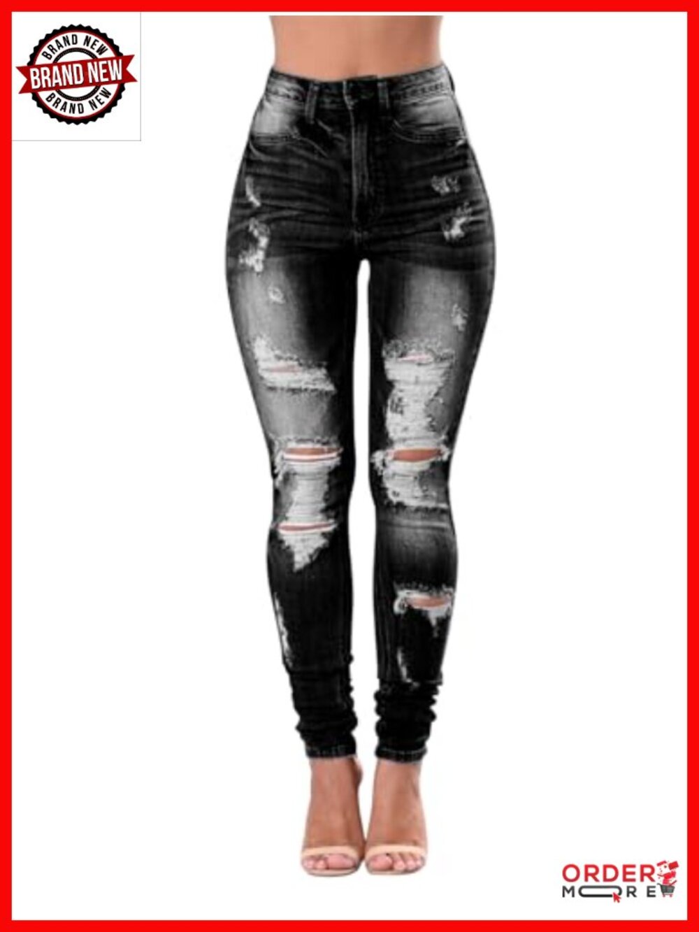 High Waisted Skinny Stretch Jeans Slim Fit Denim Pants